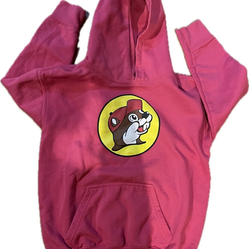 Kids Pink Hoodie with Cartoon Graphic